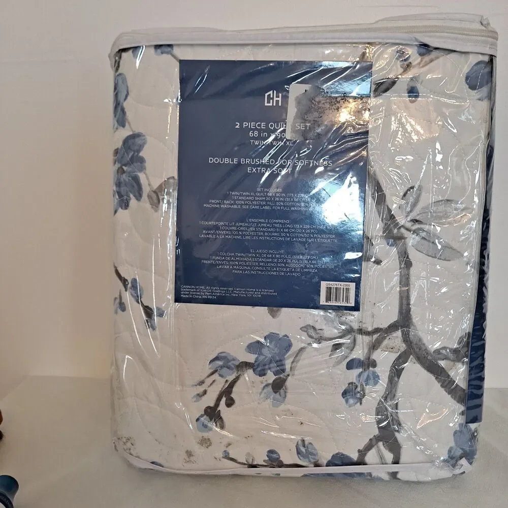 Cannon Home 2-Piece Quilt Set in Twin/Twin XL Blue Floral 68
